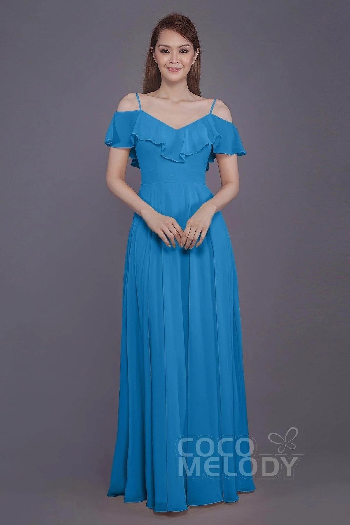 Sheath-Column Floor Length Chiffon Bridesmaid Dress PR3570