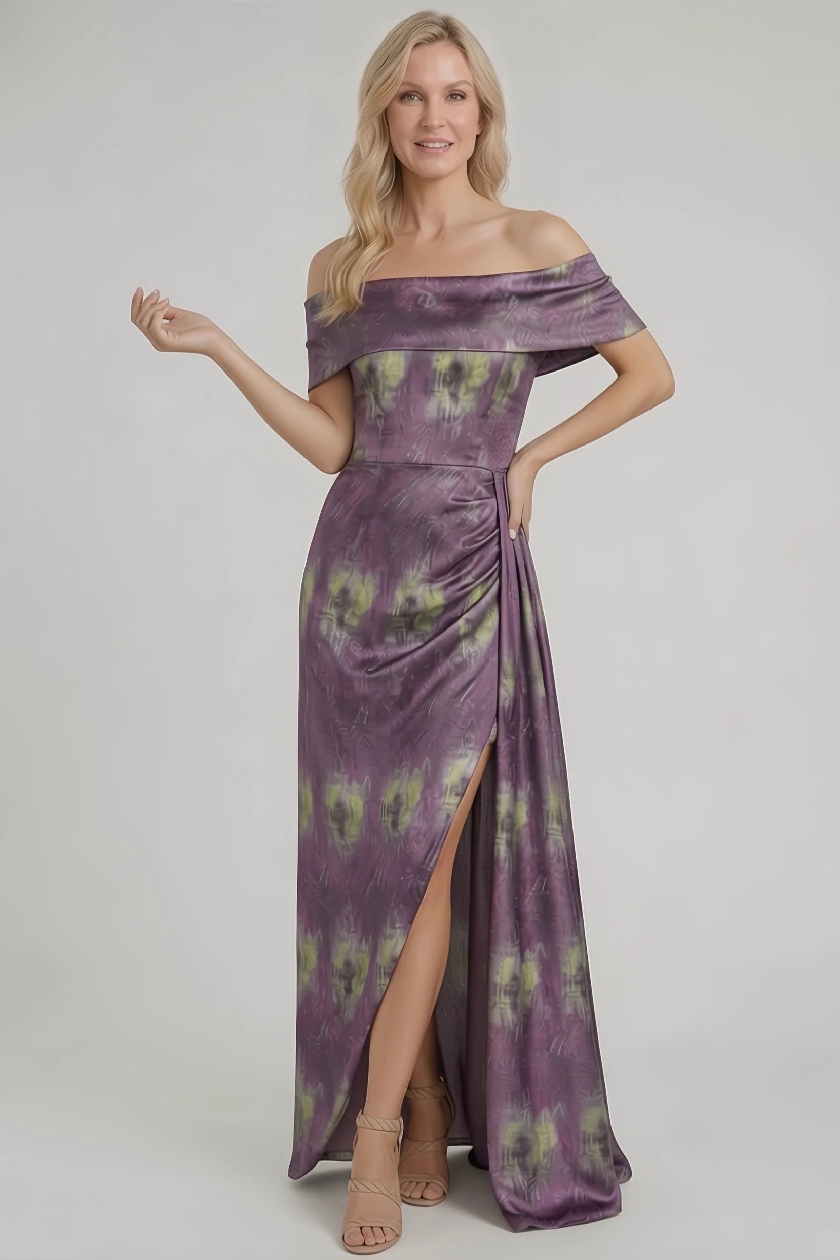 Sheath-Column Floor Length Jacquard Mother of the Bride Dress CM0420