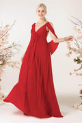 A-Line Sweep-Brush Train Chiffon Bridesmaid Dress CB0458