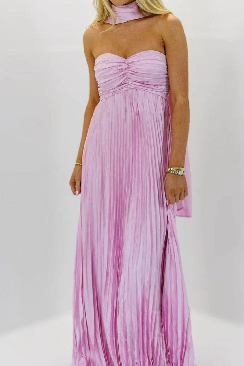 A-line Maxi Pleated Spandex Satin Formal Evening Dresses 937501662612