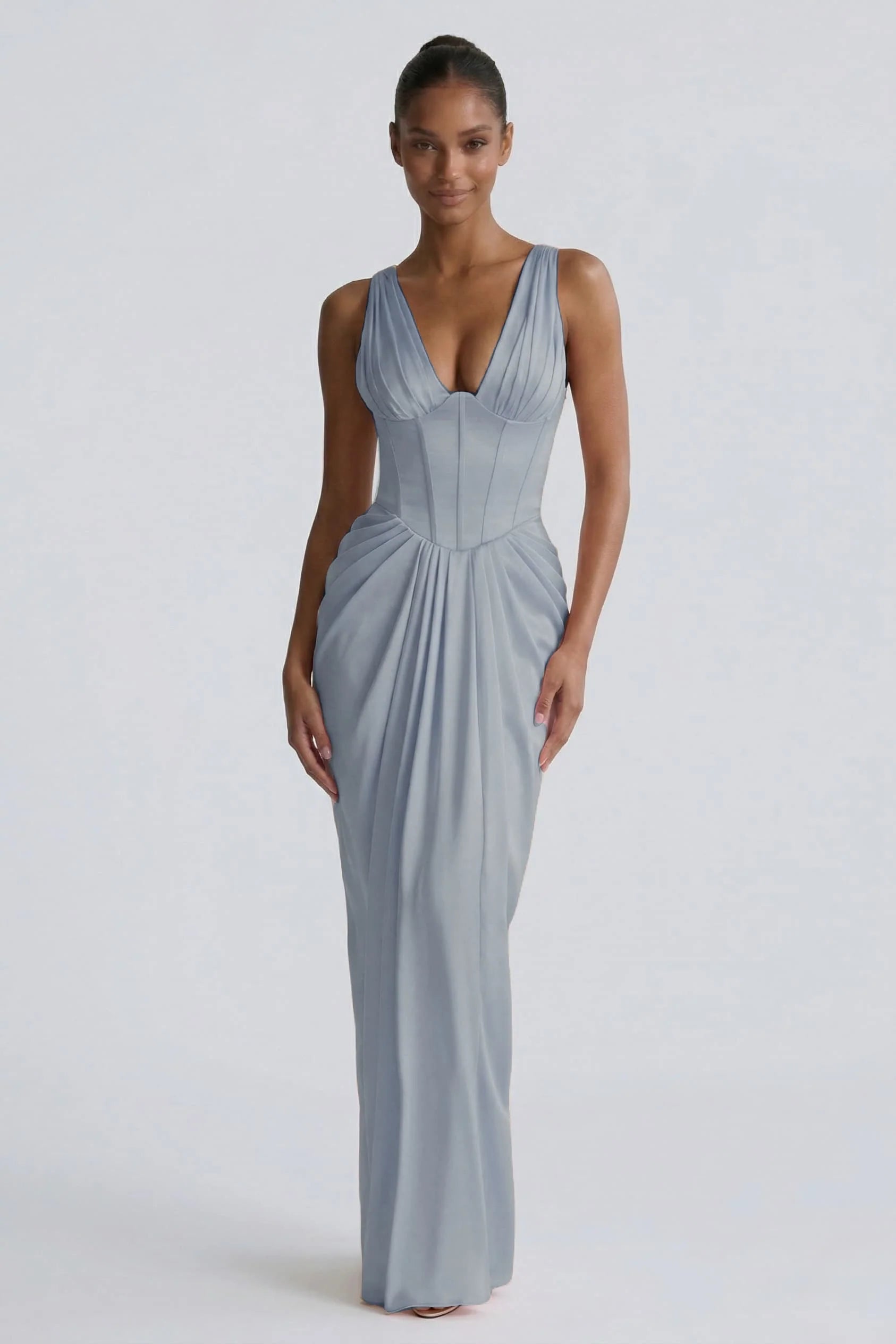 Sheath-Column Floor Length Acetate Satin Wedding Guest Dress CG0304