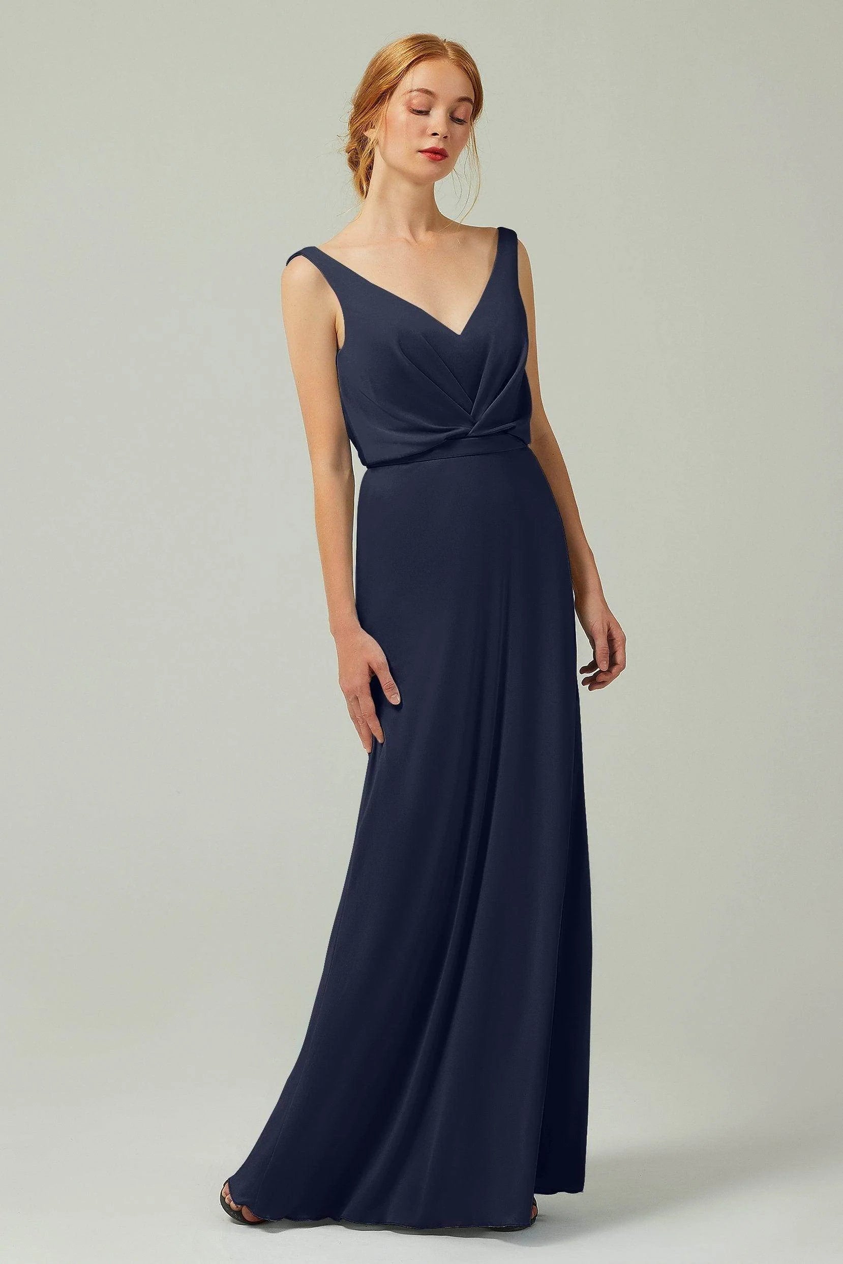 Sheath-Column Floor Length Chiffon Bridesmaid Dress Formal Dresses CB0358