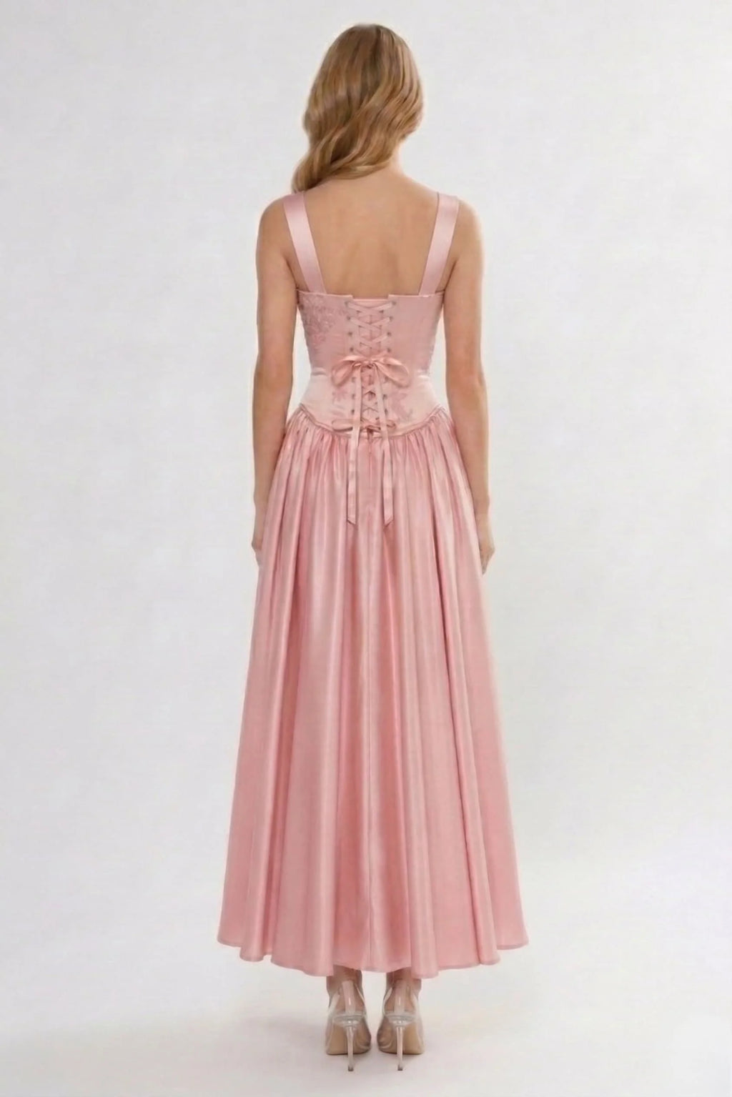A-Line Ankle Length Soft Satin Wedding Guest Dress CG0315