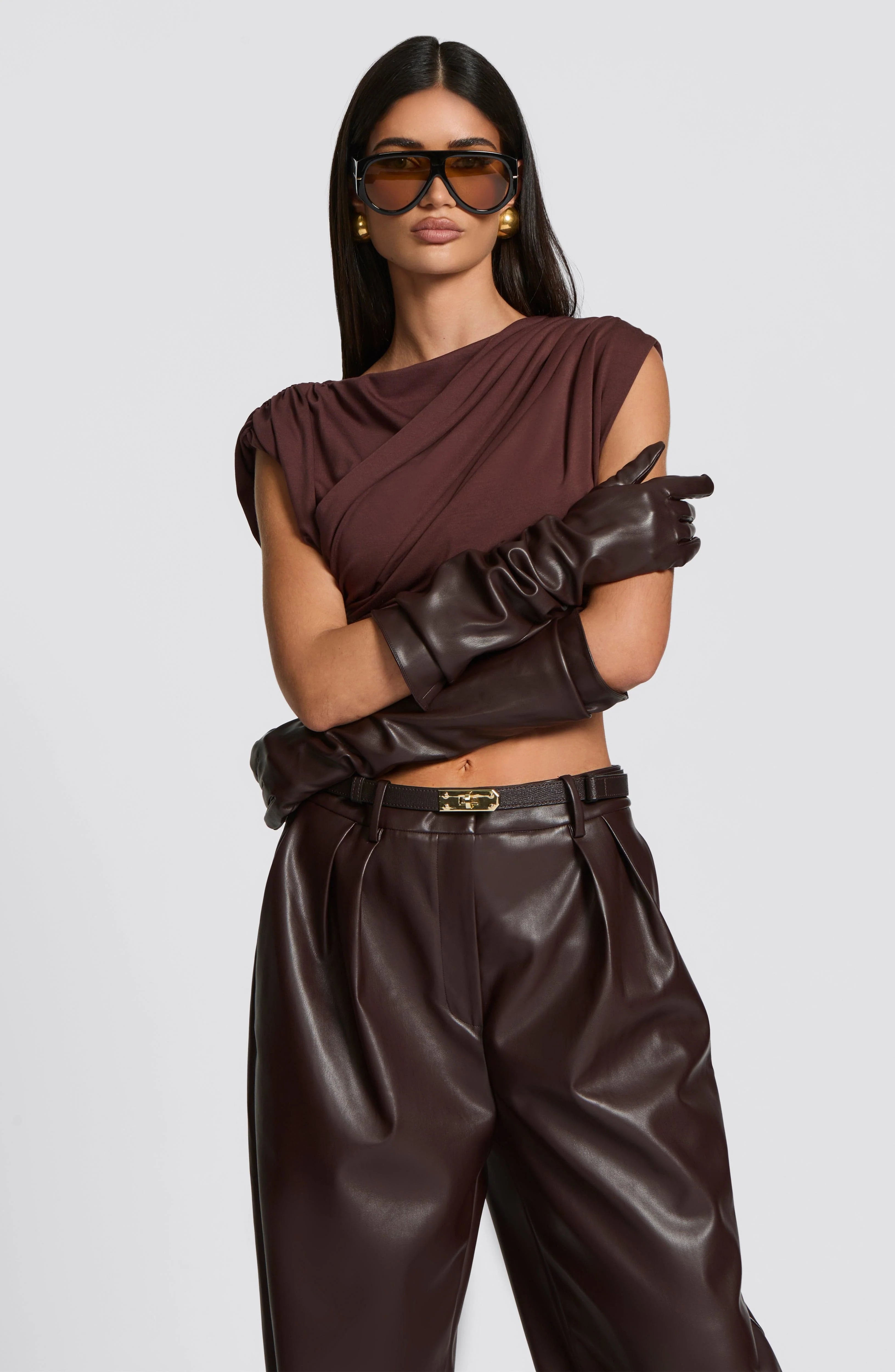 Frankie Gloves - Plum Brown