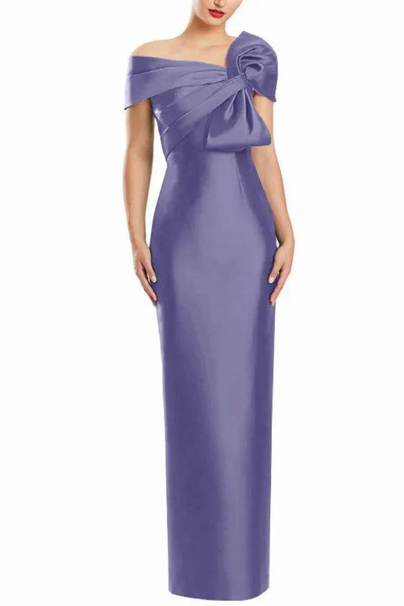 Sheath One Shoulder Floor Length Mother Dresses with Bow CM0368