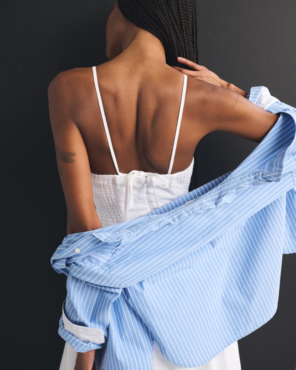 100% Linen A&F Dylan Halter Midi Dress
