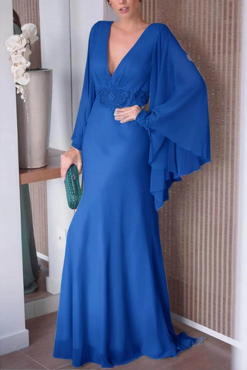 Sheath-Column Sweep-Brush Train Chiffon Mother Dress CM0077
