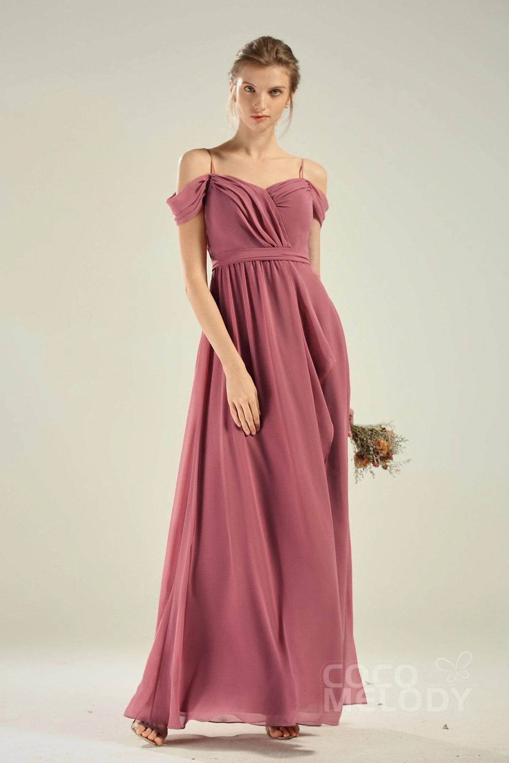 A-Line Floor Length Chiffon/Lace Bridesmaid Dress CB0628