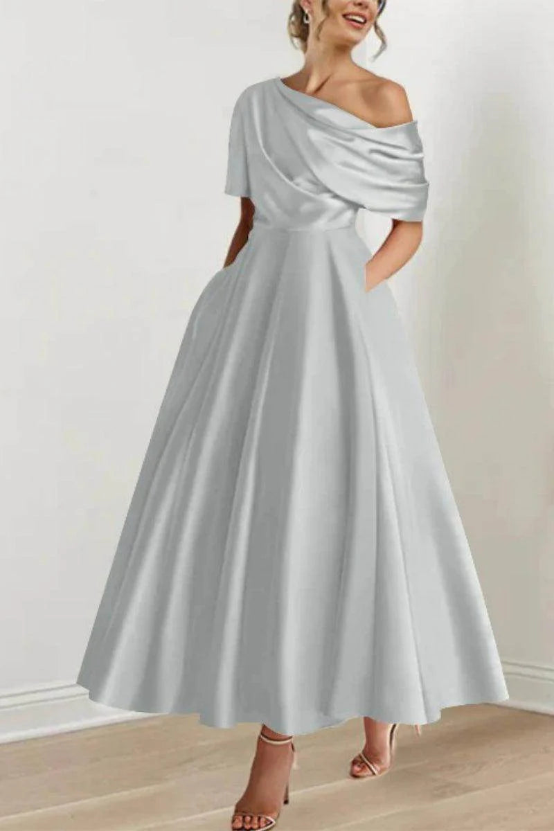 A Line One shoulder Half Sleeve Ankle Length Mother Dresses CM0366