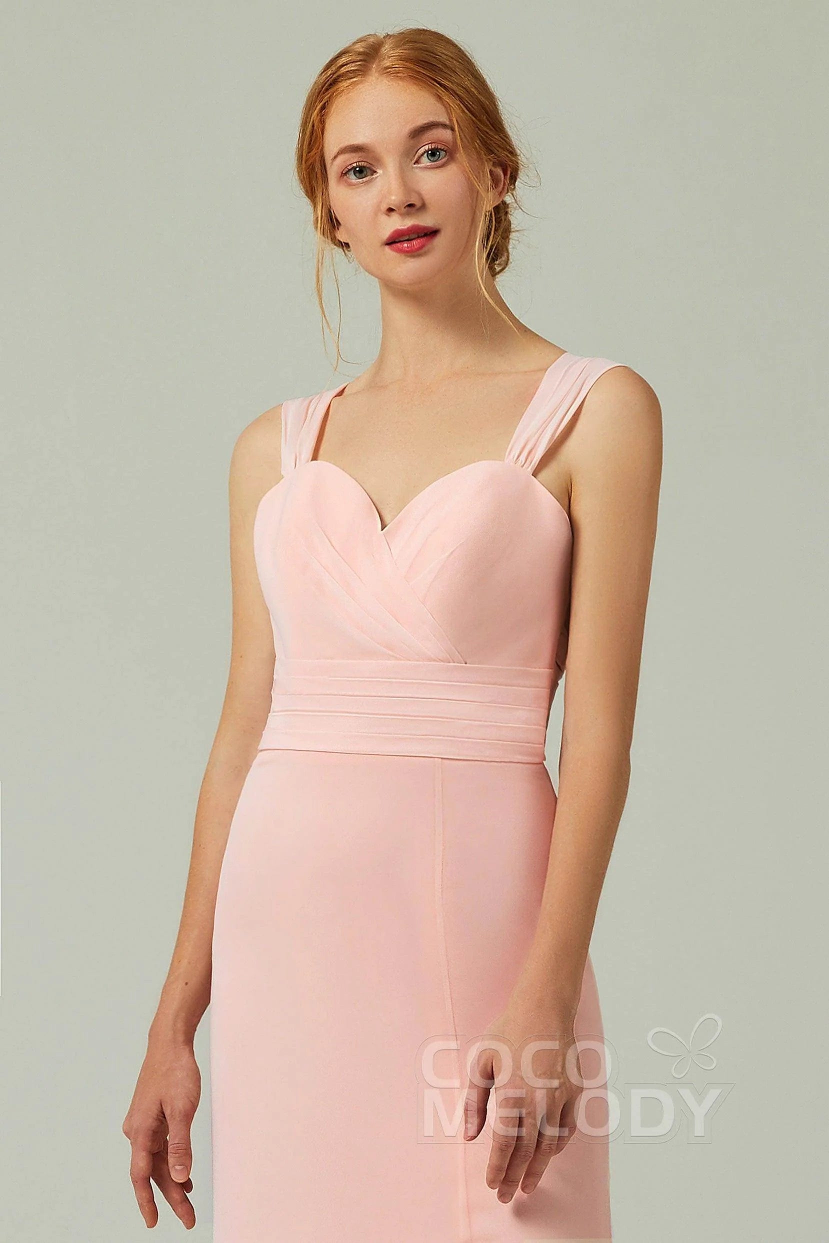 Sheath-Column Floor Length Chiffon Bridesmaid Dress CB0305