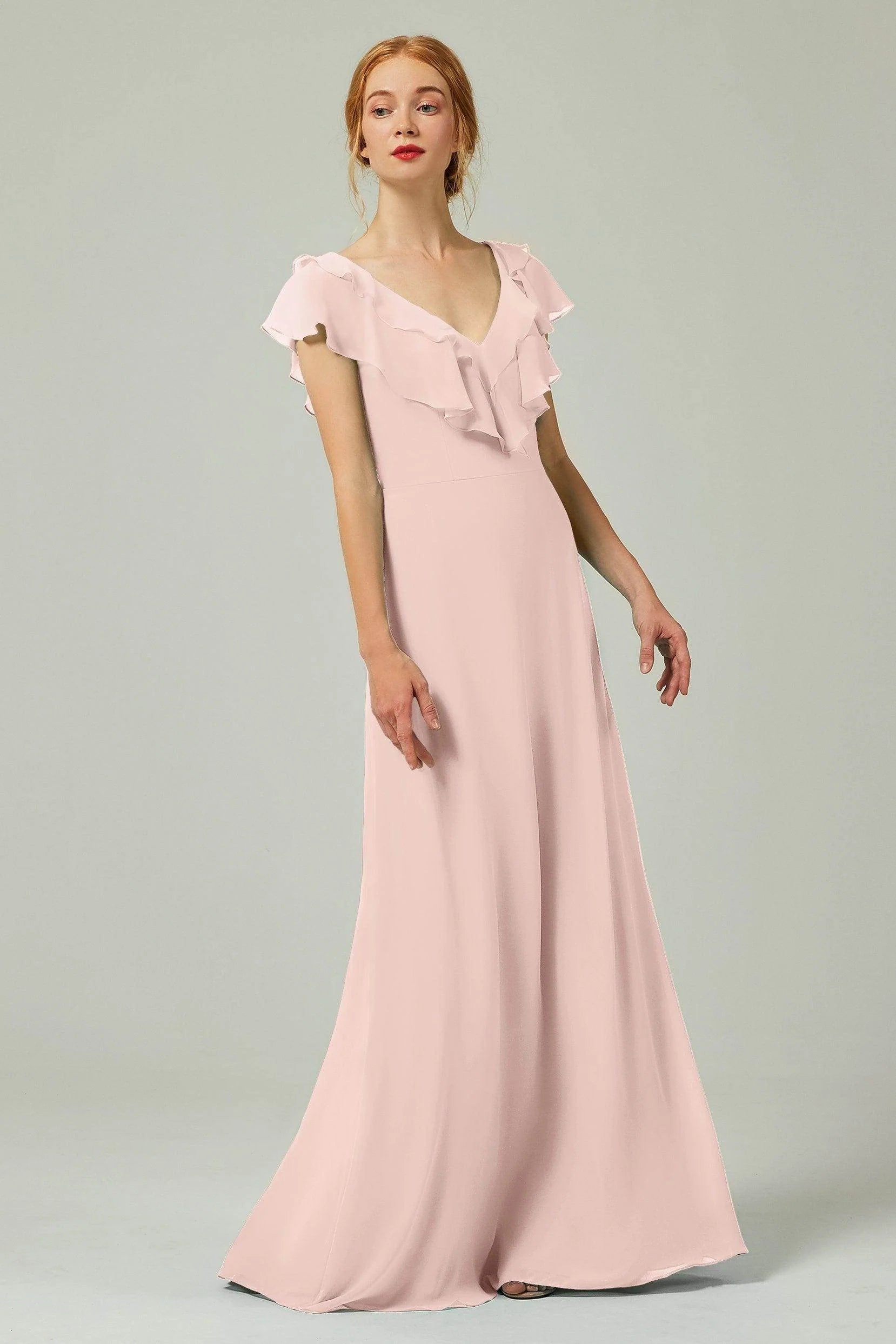 A-Line Floor Length Chiffon Bridesmaid Dress CB0323