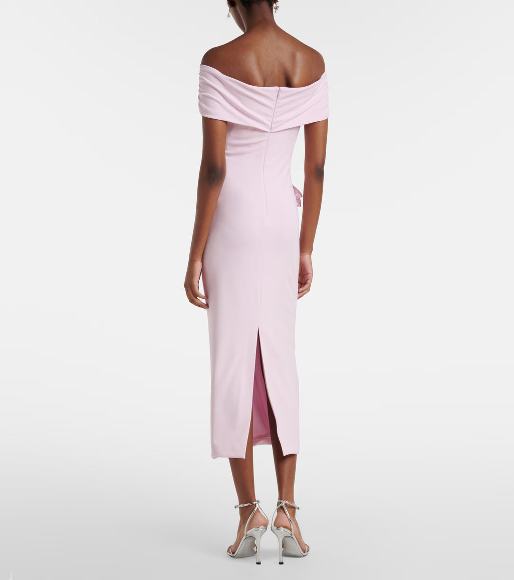 Roland Mouret Floral-appliqué jersey midi dress