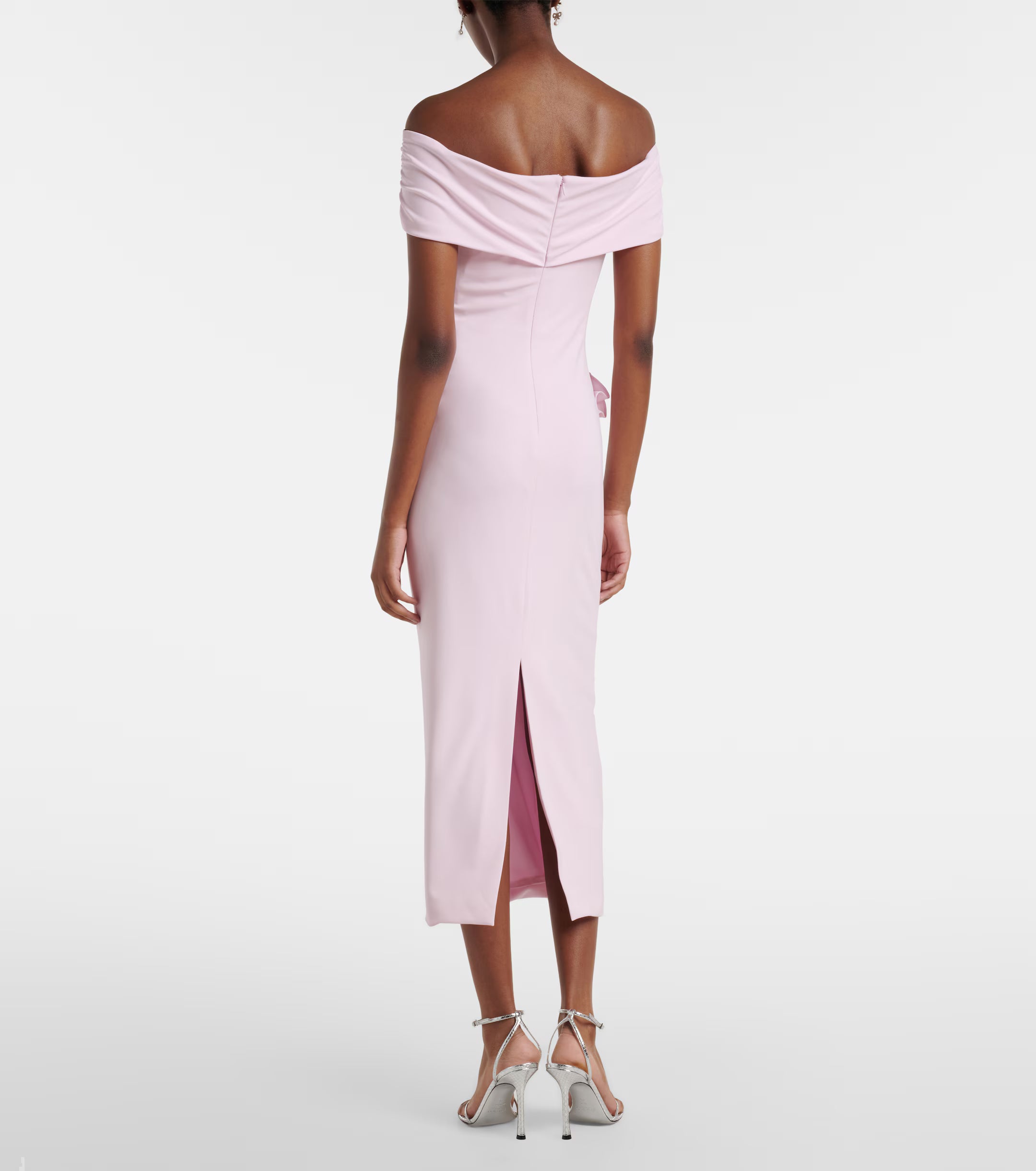 Roland Mouret Floral-appliqué jersey midi dress