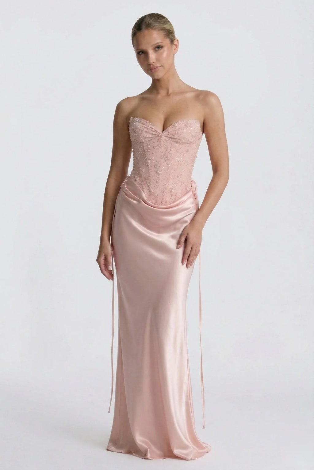 Sheath-Column Floor Length Acetate Satin Wedding Guest Dress CG0308
