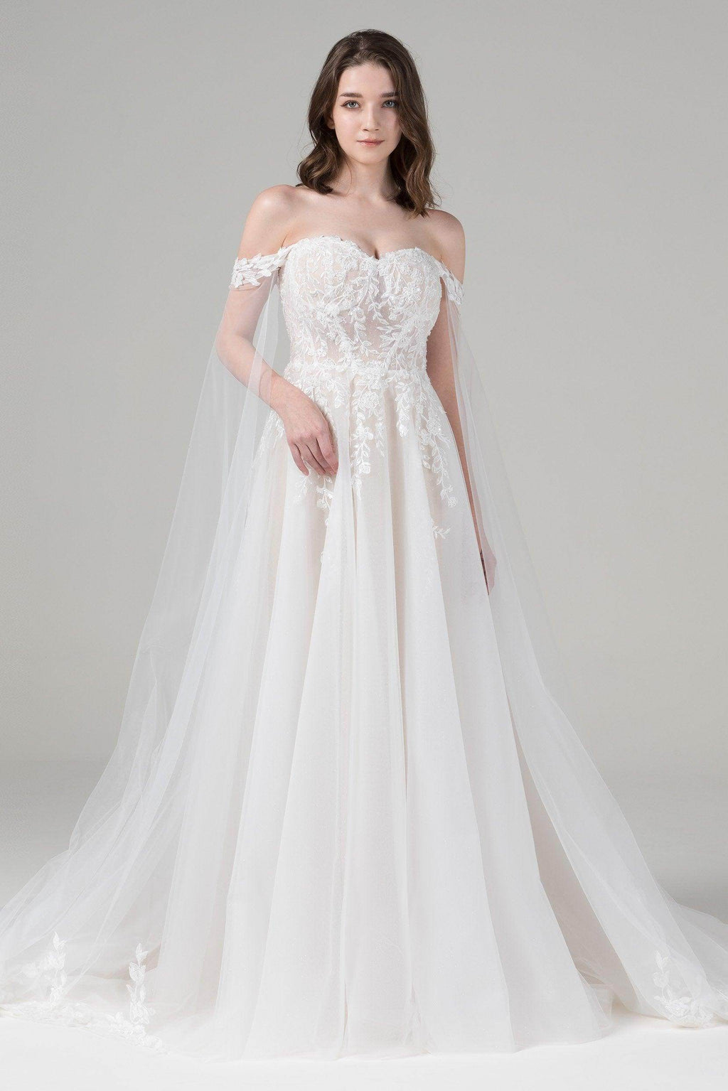A-Line Court Train Tulle Lace Wedding Dress CW2584