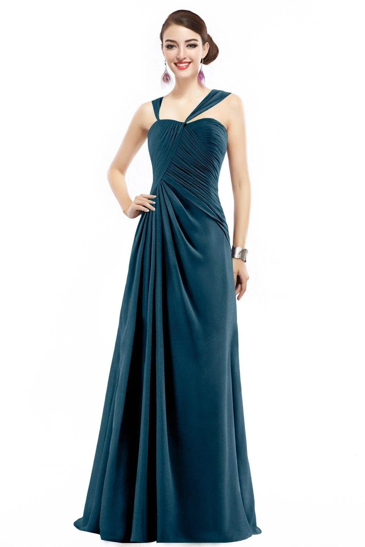 Sheath Floor Length Chiffon Bridesmaid Dress COZF1401F
