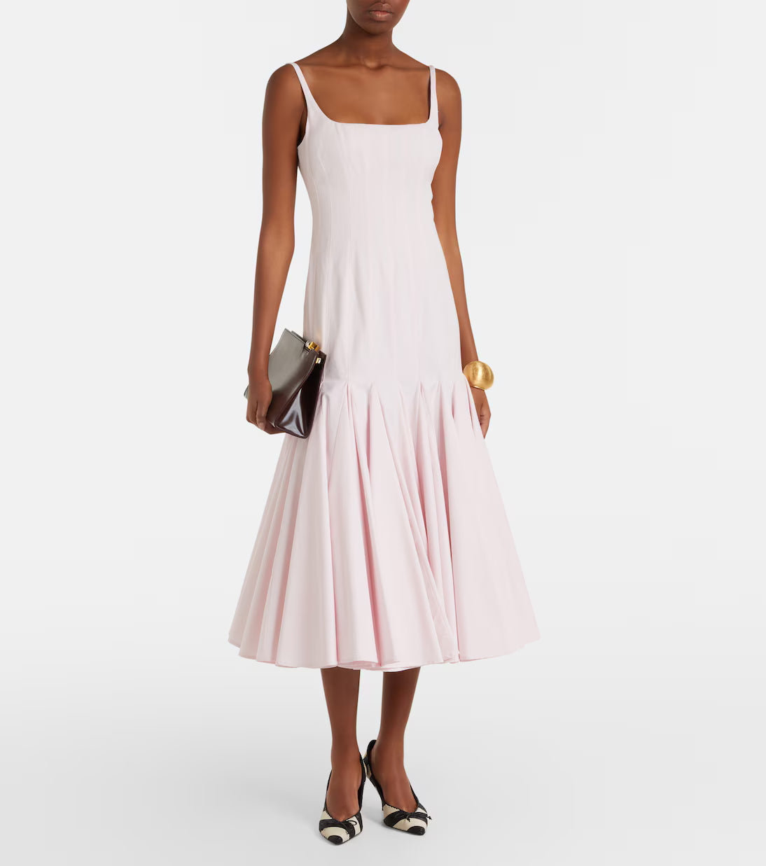 Jacquemus Agave pleated cotton poplin midi dress