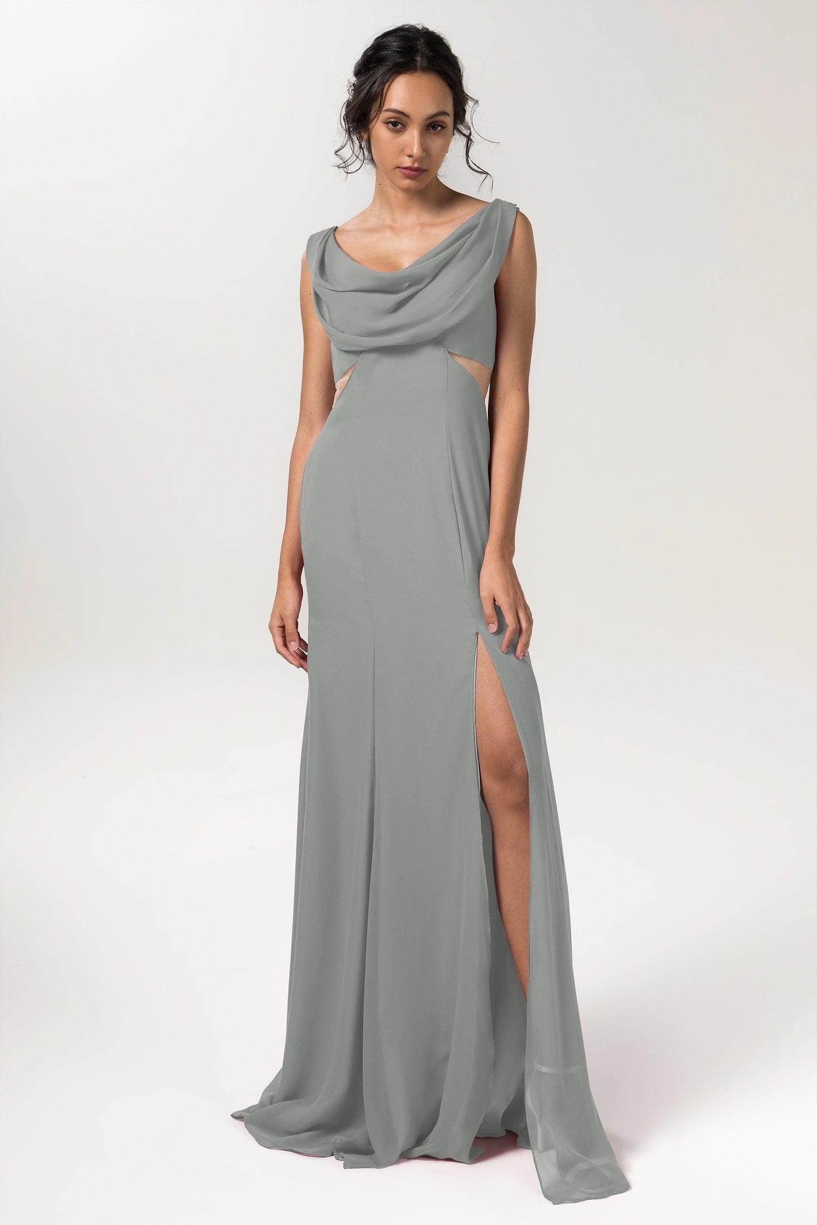 Sheath-Column Floor Length Chiffon Bridesmaid Dress CB0558