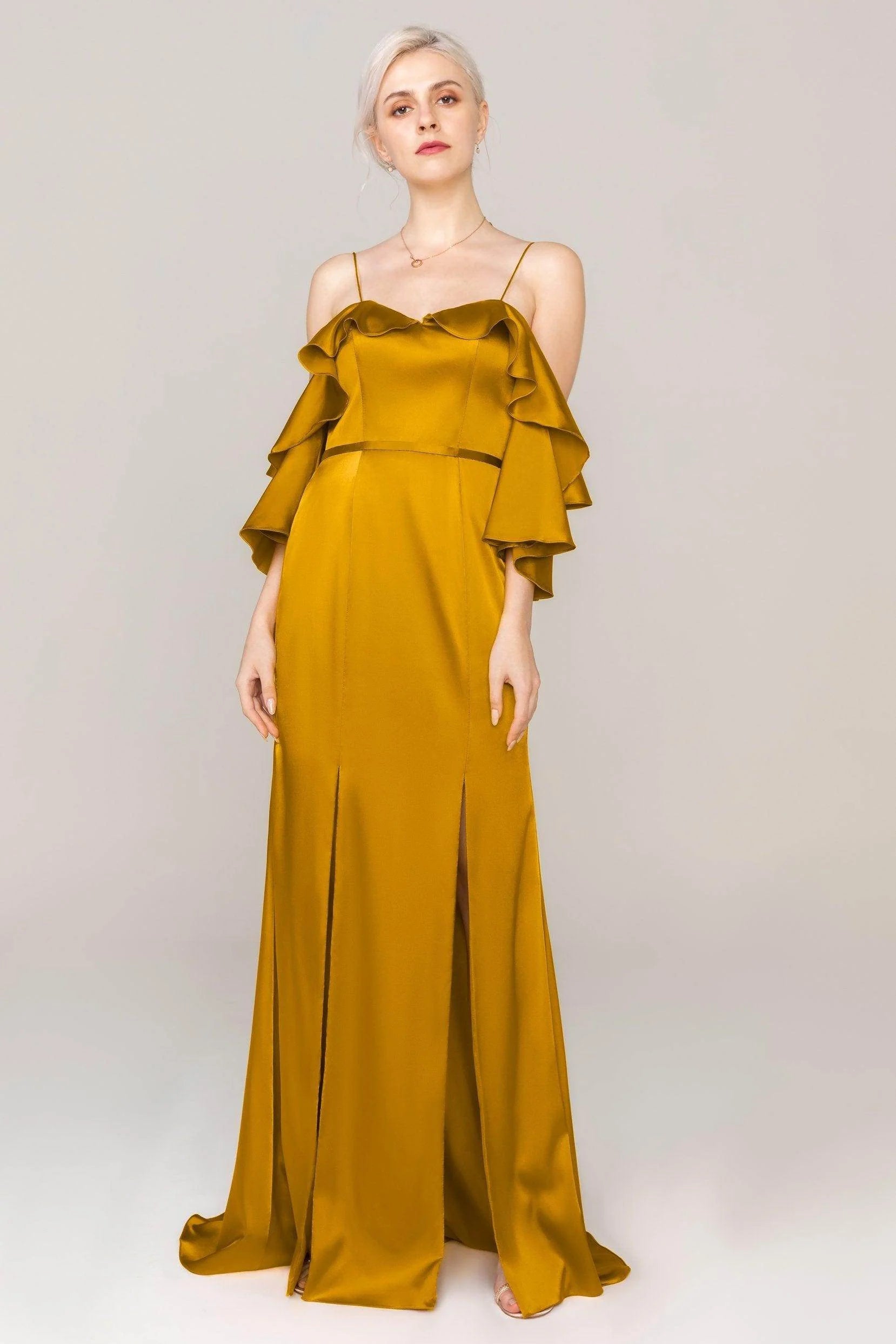 Sheath Sweep Train Luxe Satin Dress CS0310