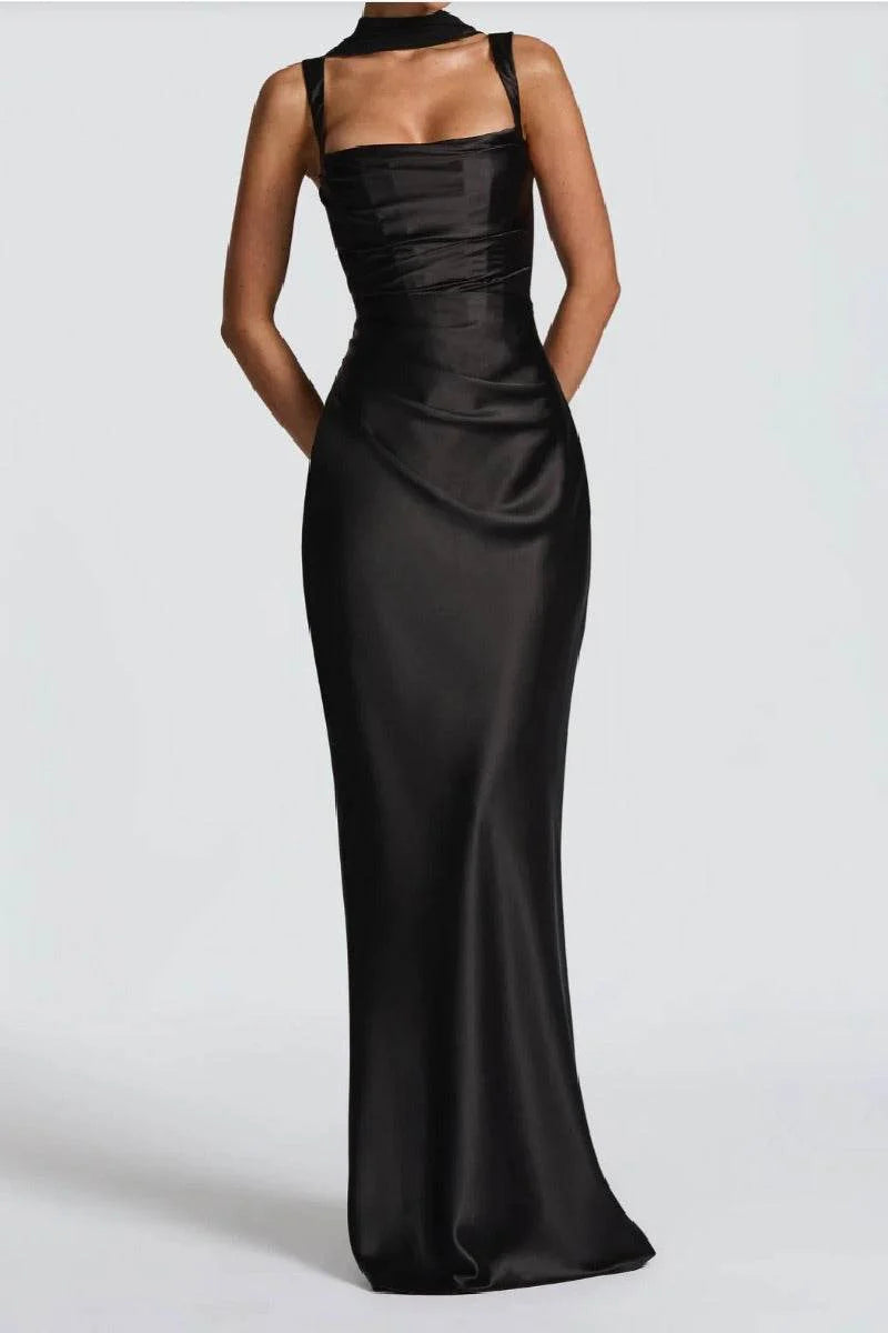 Sheath-Column Maxi Satin Formal Evening Dresses 971343877638