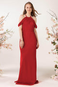 Sheath-Column Sweep Train Chiffon Bridesmaid Dress CB0463