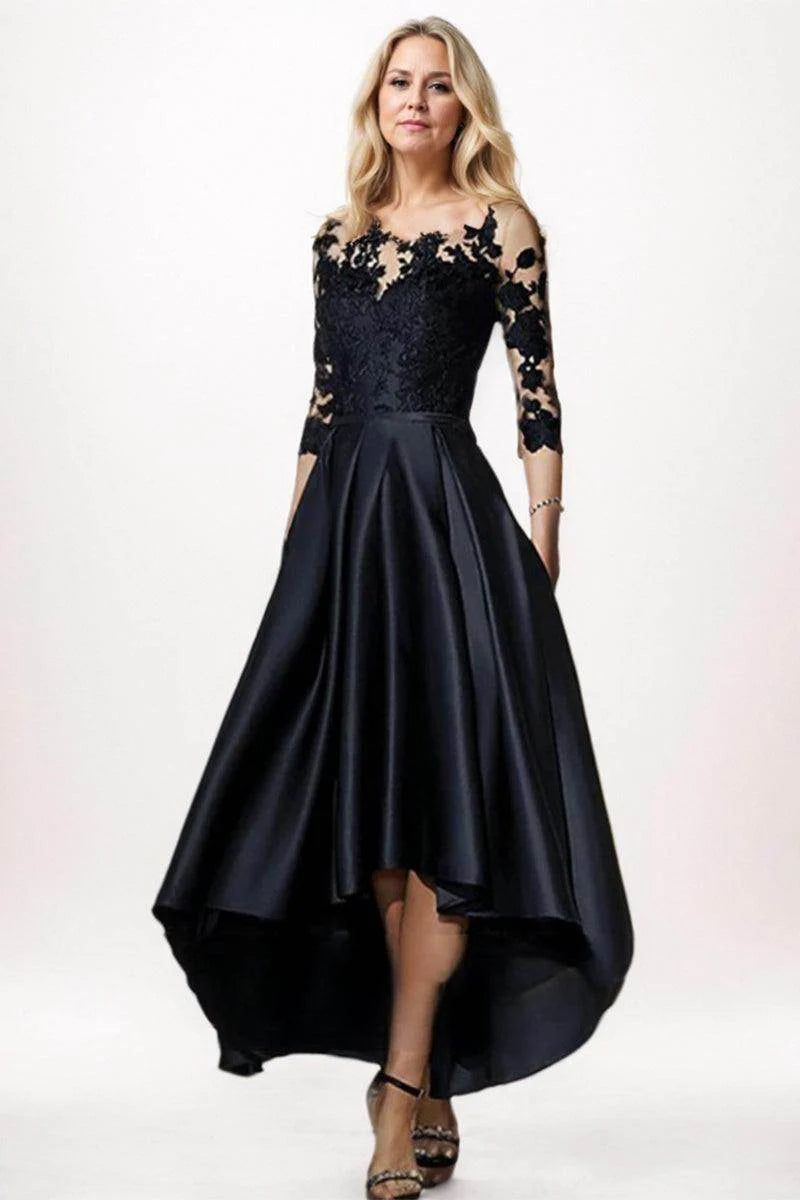 A-Line High-Low Satin Mother Dress CM0244