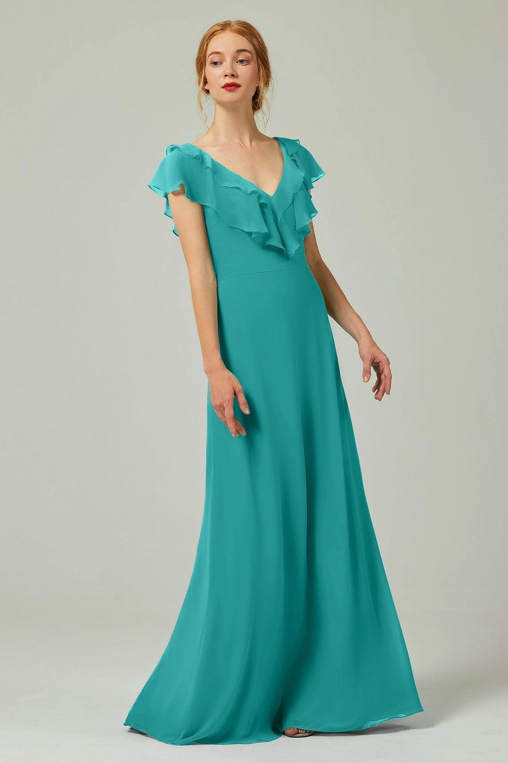 A-Line Floor Length Chiffon Bridesmaid Dress CB0323