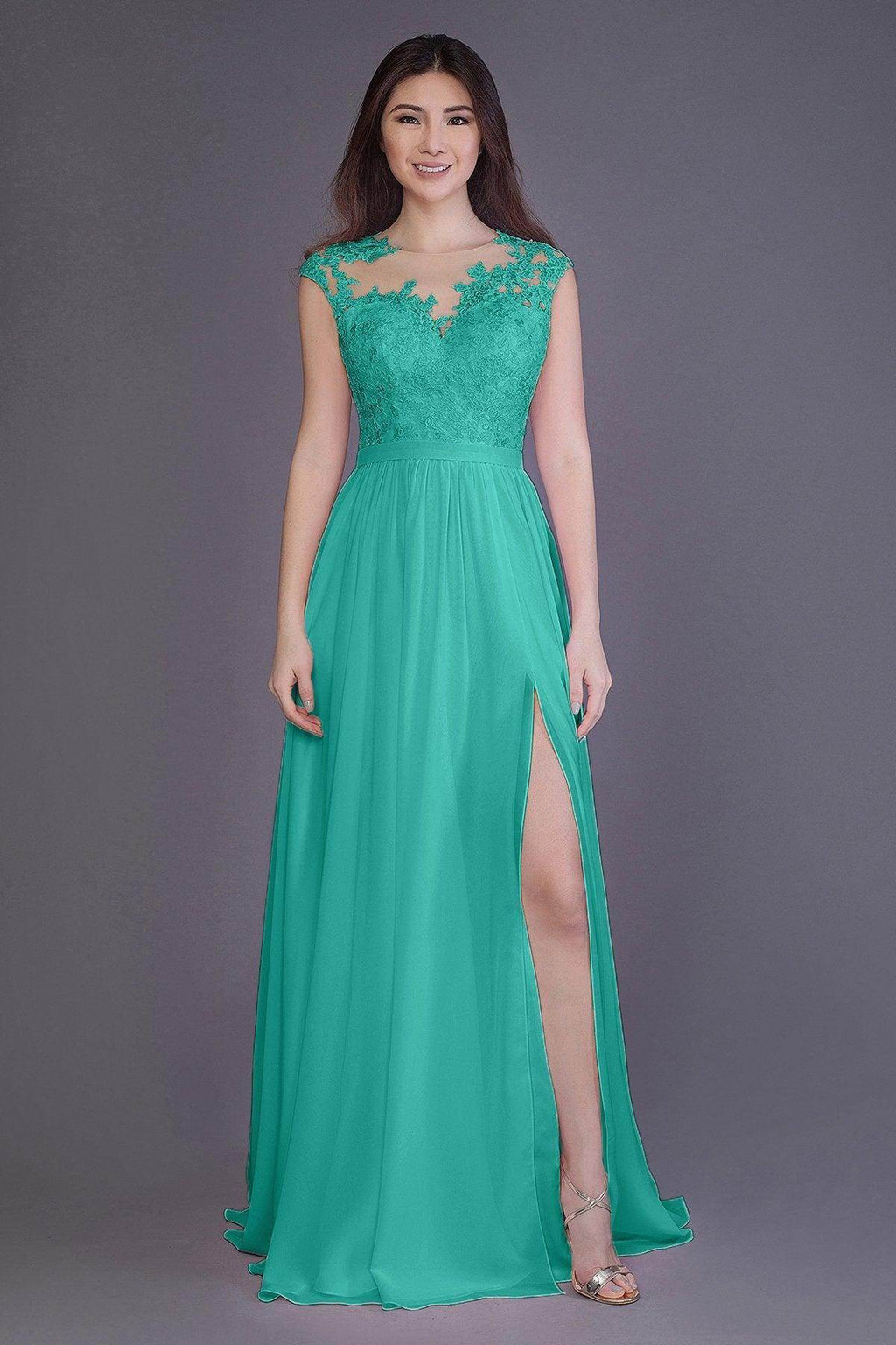 A-Line Floor Length Chiffon and Lace Bridesmaid Dress PR3554