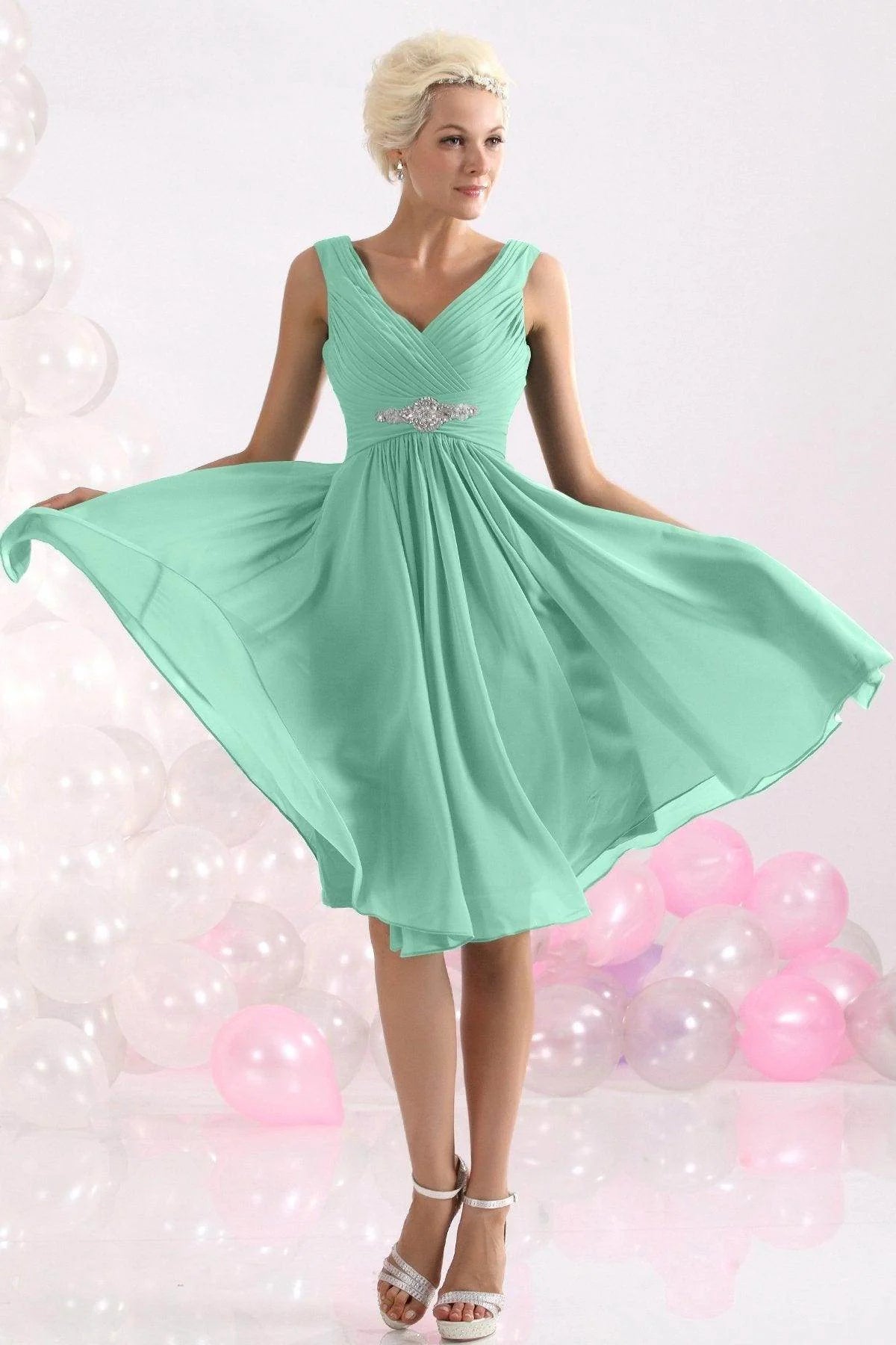 A-Line Knee Length Chiffon Bridesmaids Dress COZK1302A