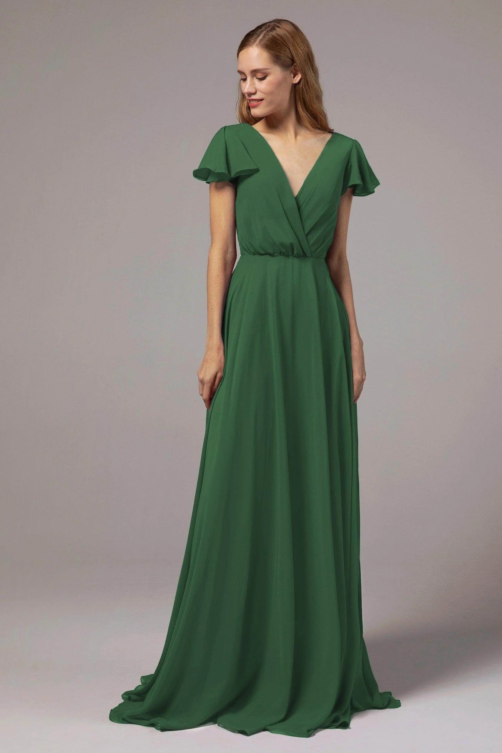 A-Line Floor Length Chiffon Bridesmaid Dress CB0410