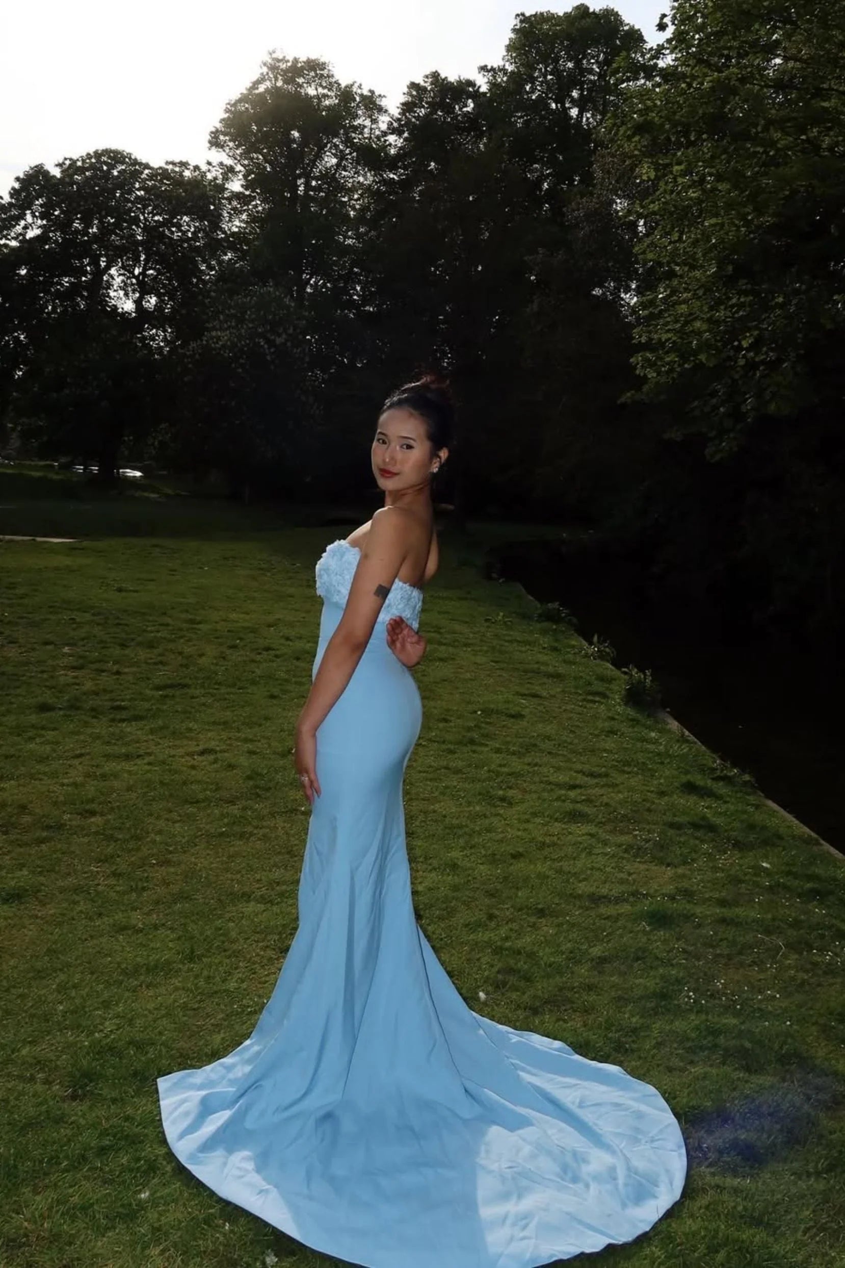 Trumpet-Mermaid Sweep-Brush Train Stretch Crepe Bridesmaid Dress CS0591BM