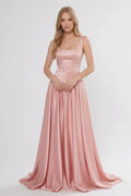 A-Line Floor Length Soft Satin Wedding Guest Dress CG0314