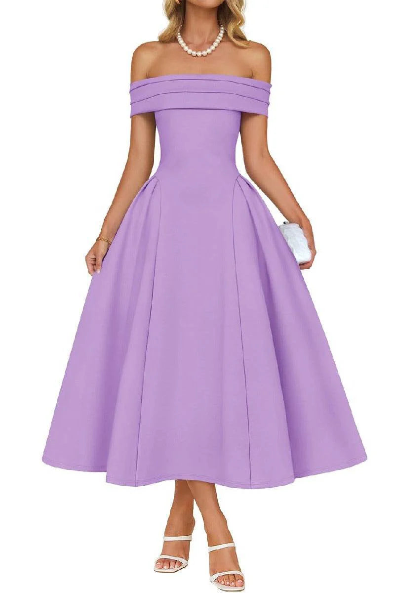 A-Line Midi Satin Formal Wedding Guest Dresses B0DS8NJRR3