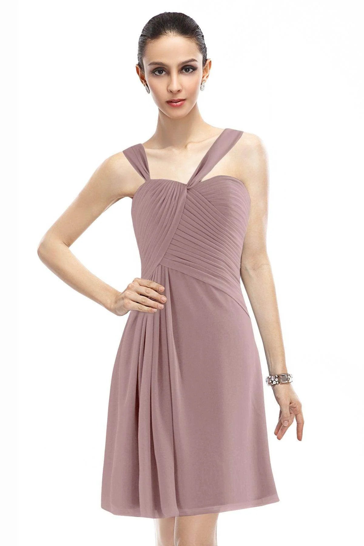 A-Line Knee Length Chiffon Bridesmaid Dress COZK1401A