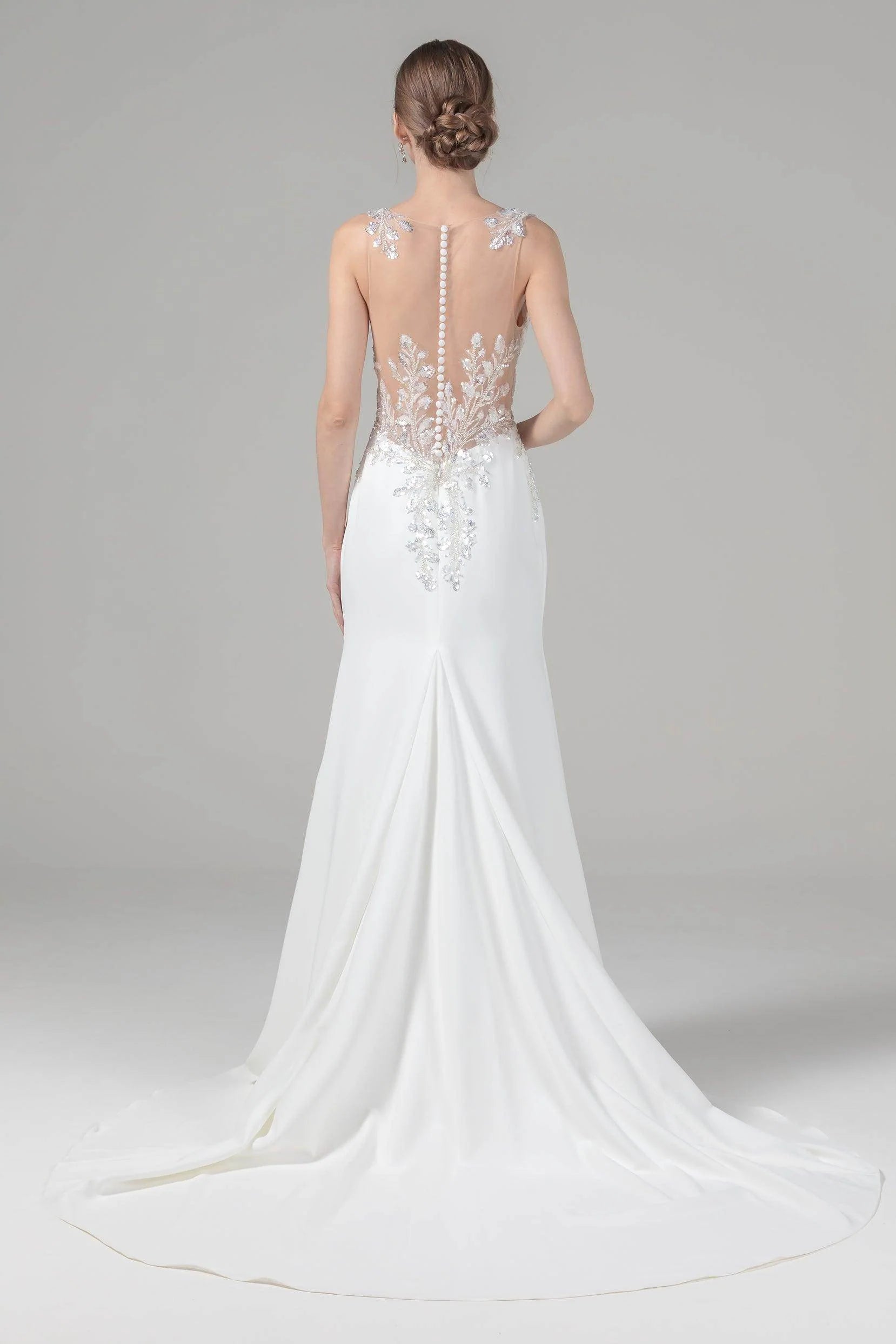 Trumpet Court Train Elastic Cloth Wedding Dress CW2591