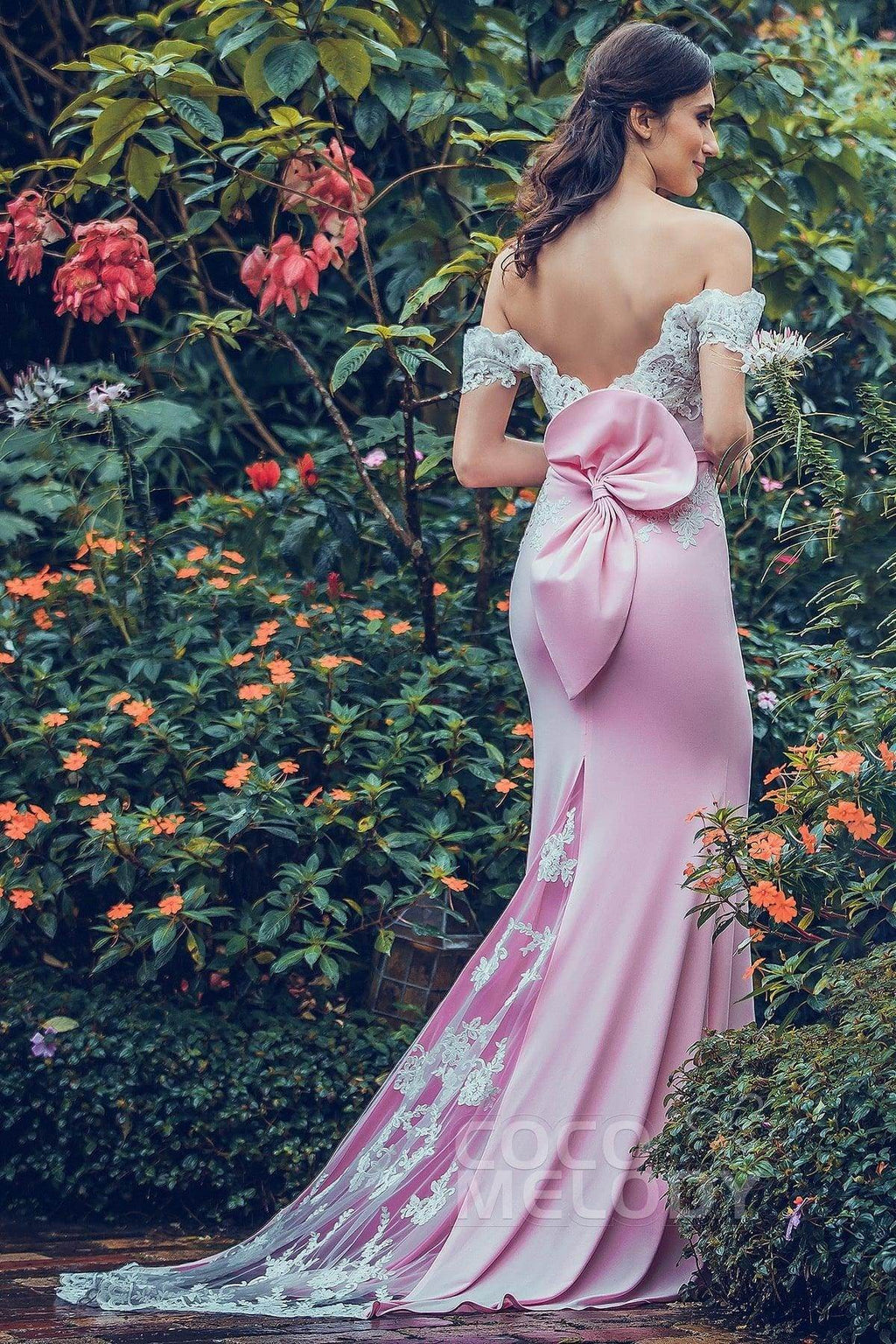 Mermaid Sweep Train Knitted Fabric Bridesmaid Dress PR3491