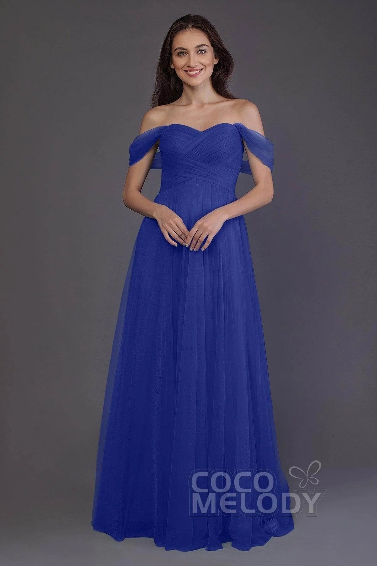 Sheath-Column Floor Length Tulle Bridesmaid Dress PR3512