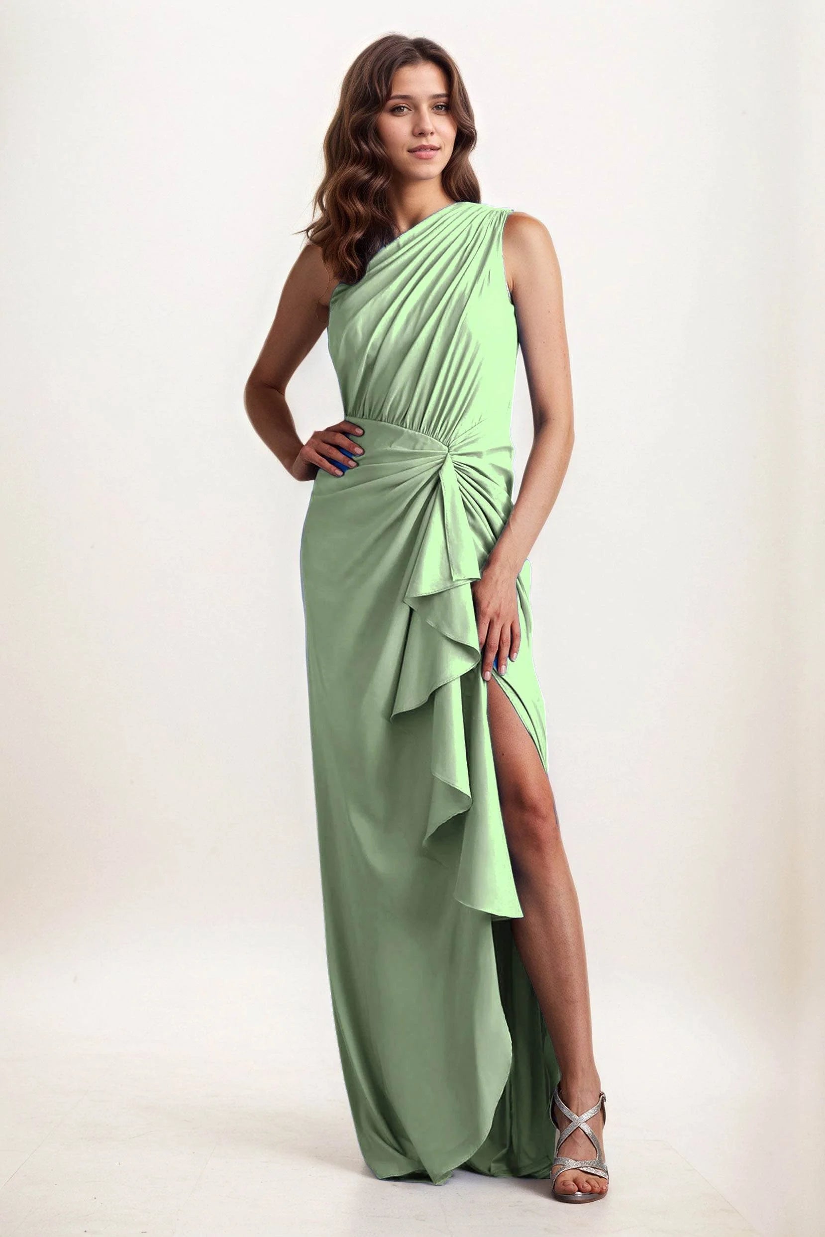 Sheath-Column Maxi Chiffon Wedding Guest Dress CG0282