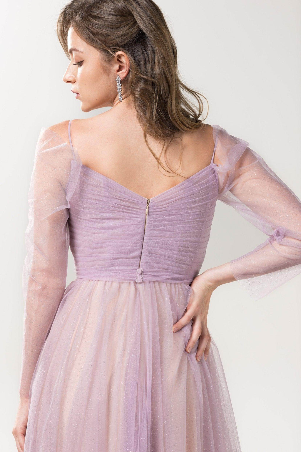 A-Line Floor Length Sparkling Tulle Bridesmaid Dress Formal Dresses CB0616