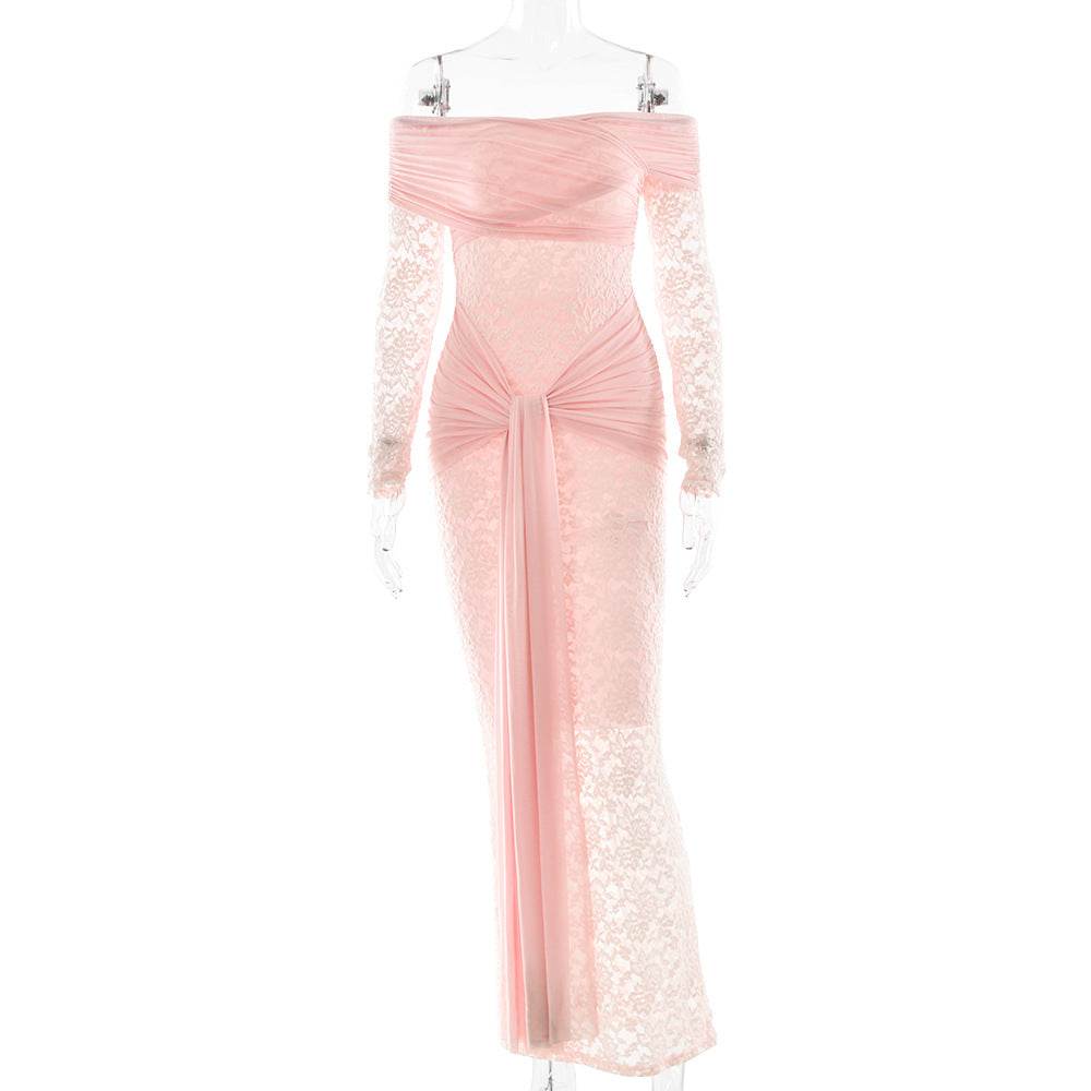 Sheath Maxi Lace Semi Formal Wedding Guest Dresses 984190843772