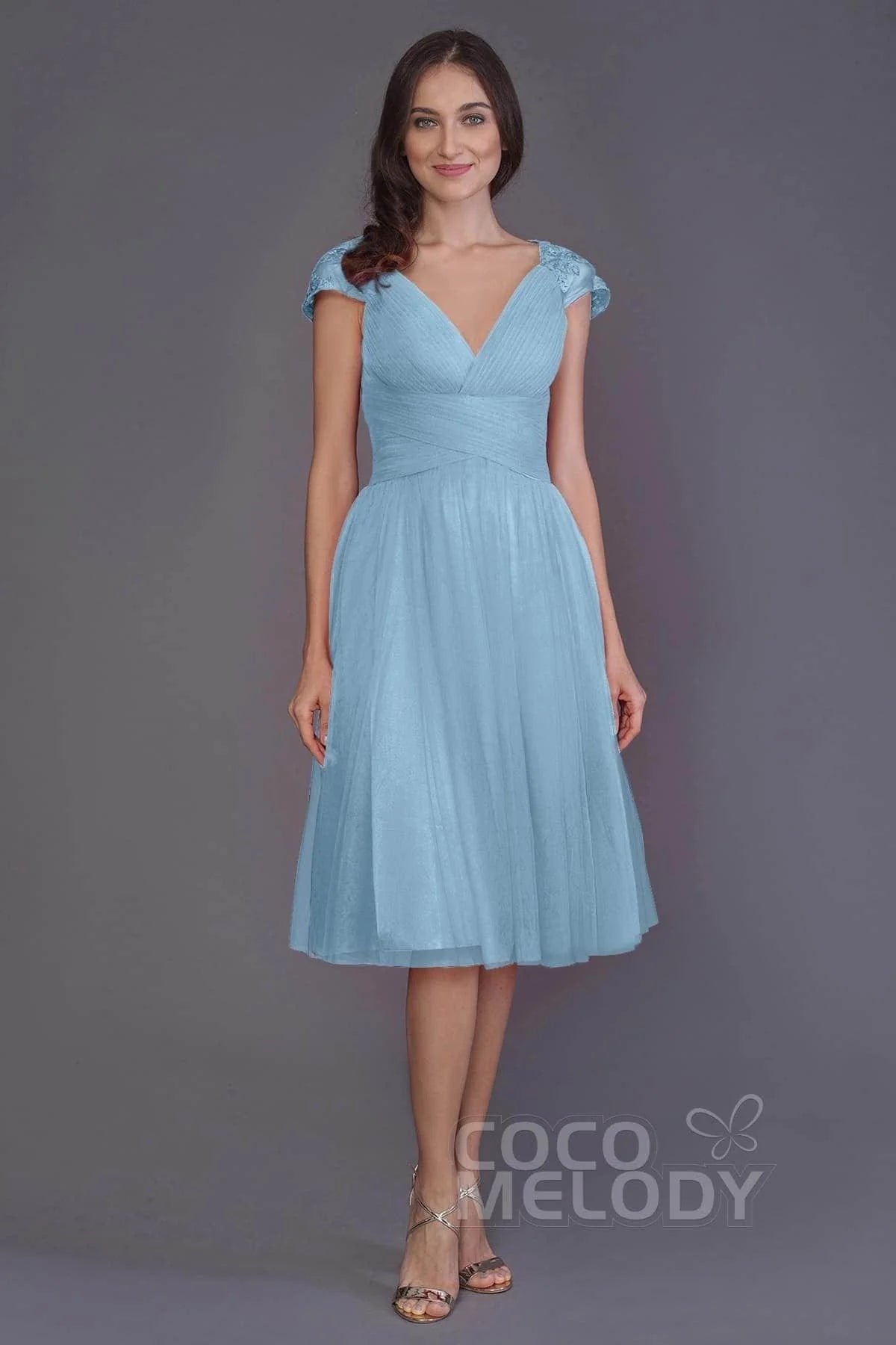A-Line Knee Length Tulle Bridesmaid Dress PR3515