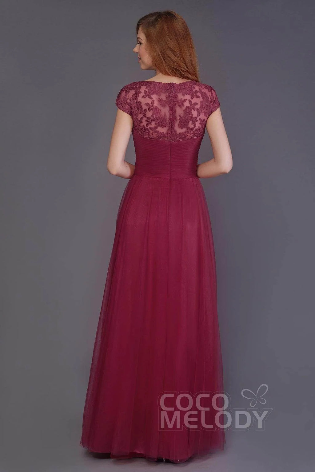 Sheath-Column Floor Length Tulle Bridesmaid Dress PR3510