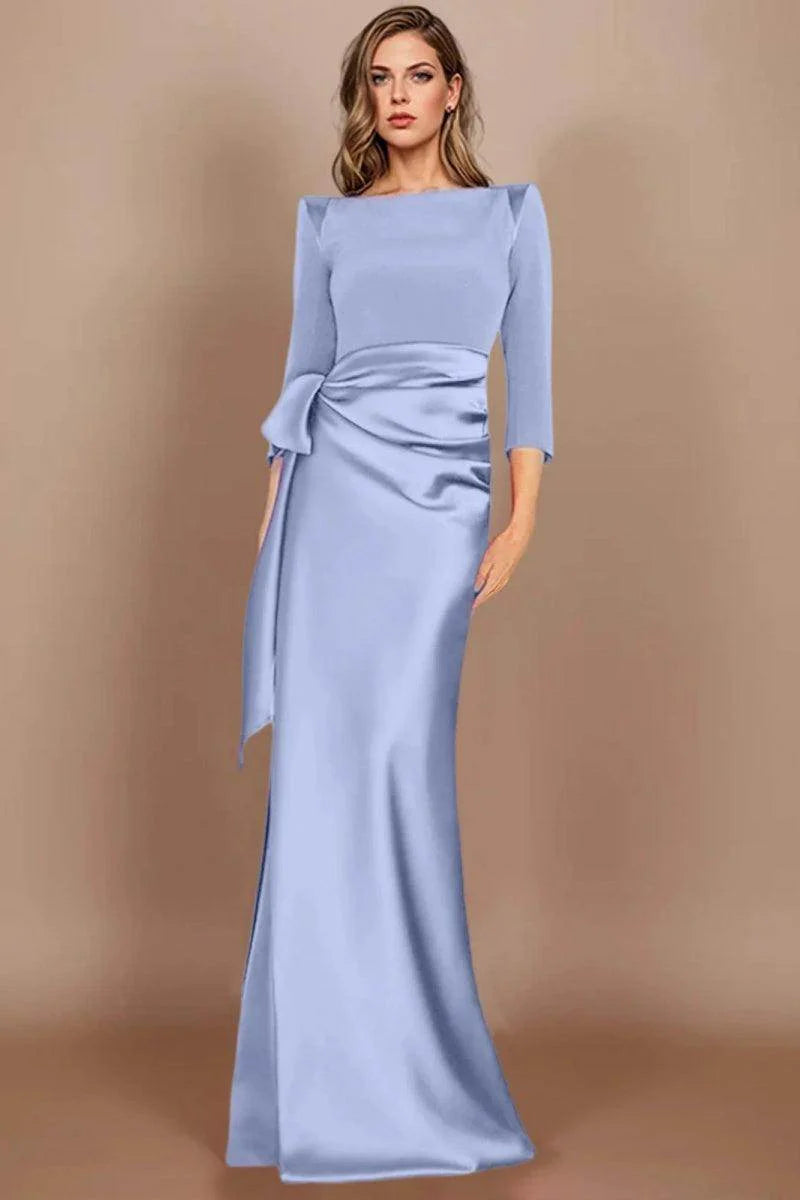 Sheath Scoop 3/4 Length Sleeves Floor Length Mother Dresses CM0380