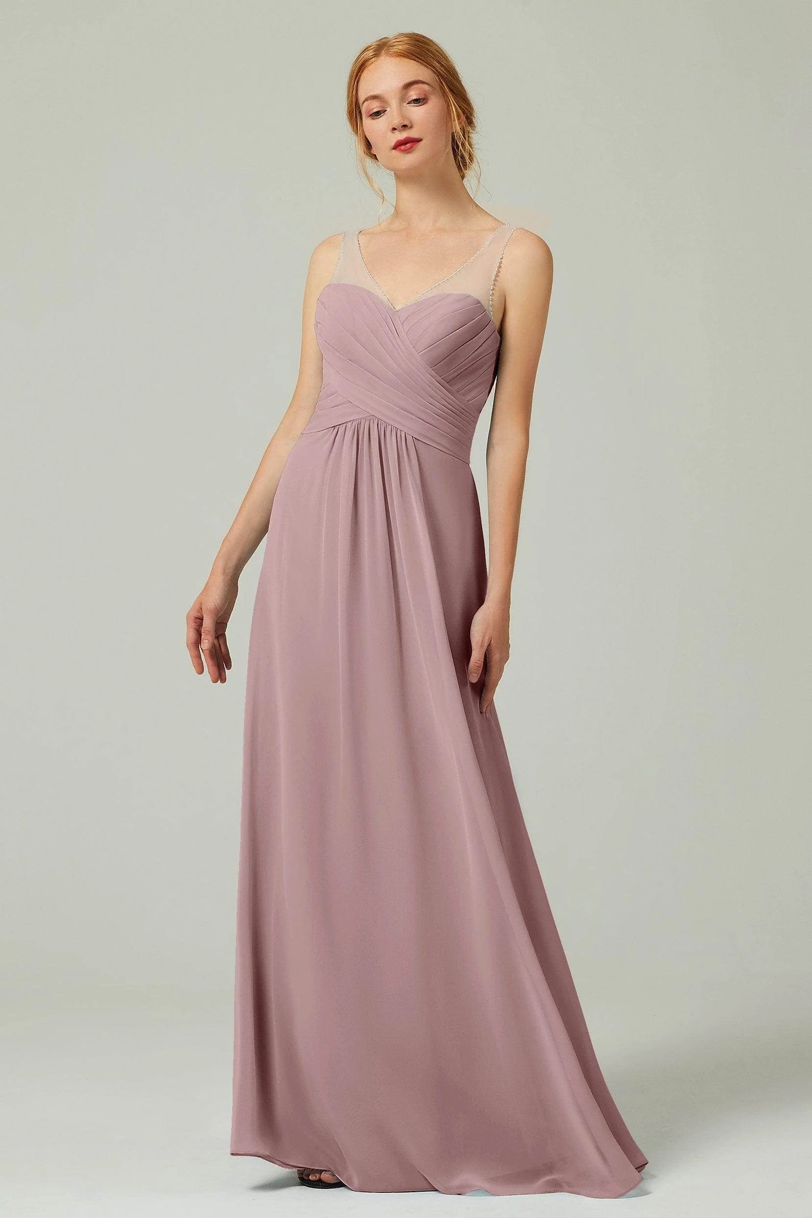 A-Line Floor Length Chiffon Bridesmaid Dress CB0331