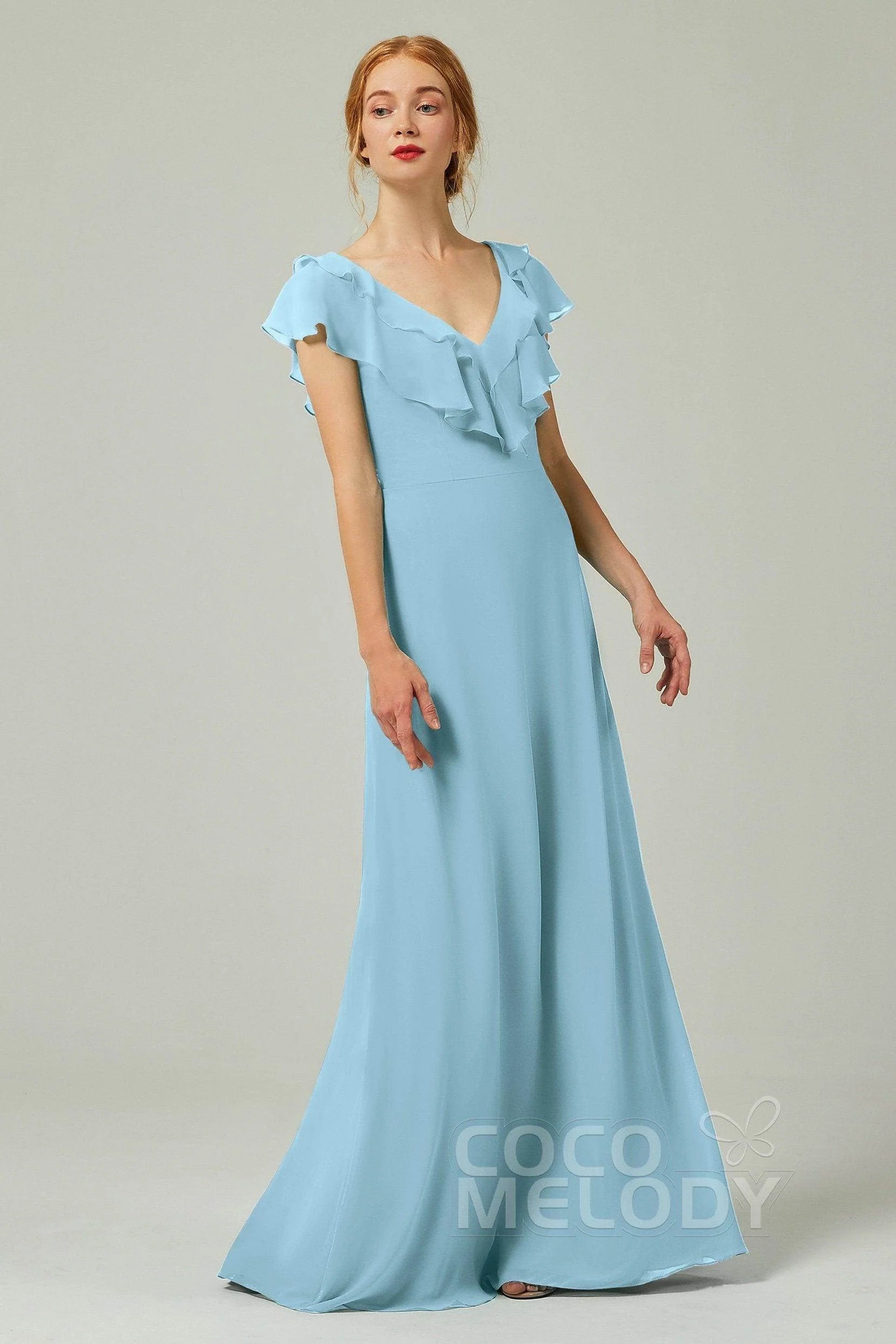 A-Line Floor Length Chiffon Bridesmaid Dress CB0323