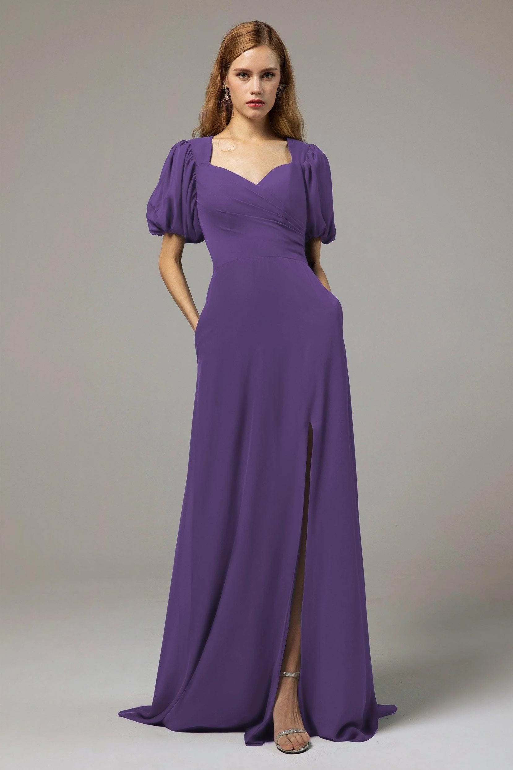A-Line Floor Length Chiffon Bridesmaid Dress Formal Dresses CB0415