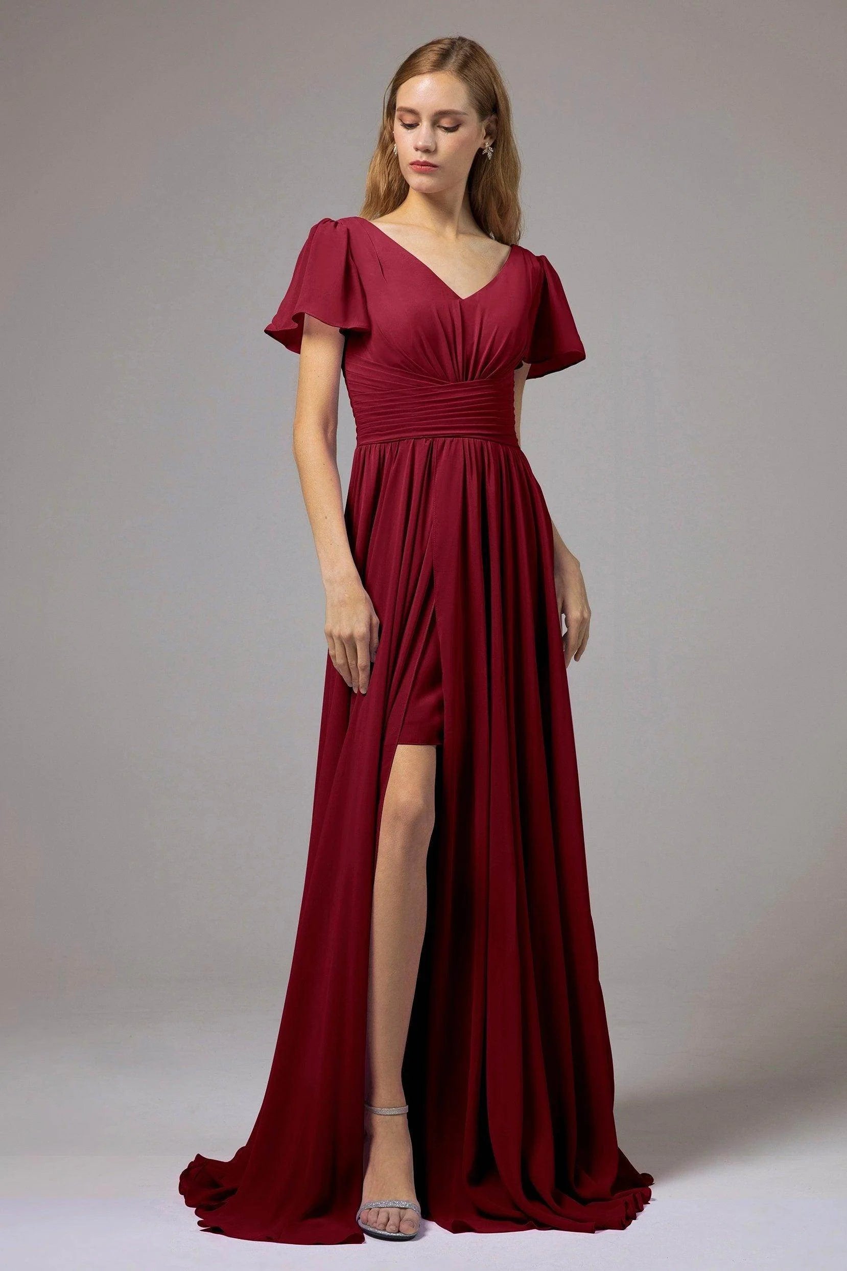 A-Line Floor Length Chiffon Bridesmaid Dress CB0396