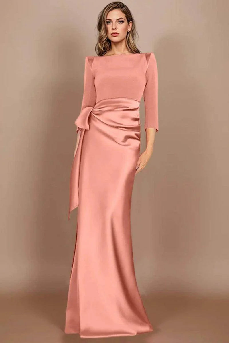 Sheath Scoop 3/4 Length Sleeves Floor Length Mother Dresses CM0380