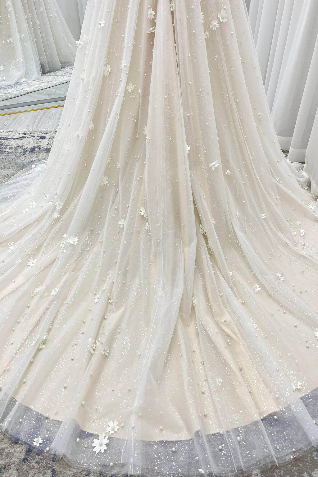 A-Line Court Train Tulle Wedding Dress CW3341