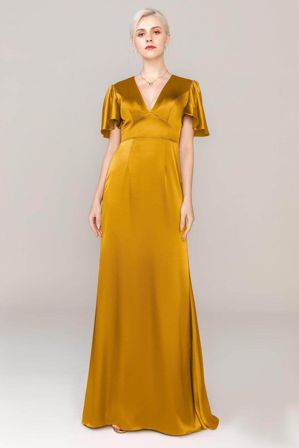 Sheath Sweep Train Luxe Satin Dress CS0312